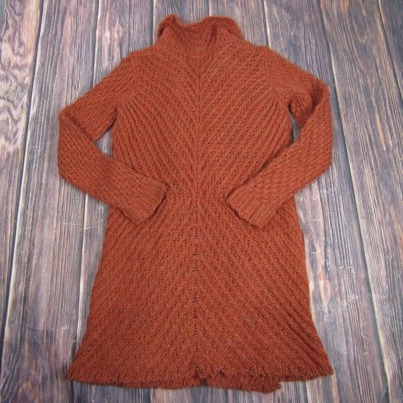 Free Peple Medium Orange Wool Blend Knit Coat - Picture 4 of 5